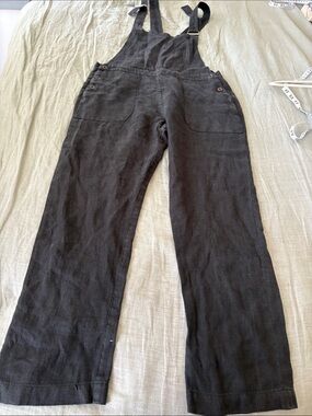 Women's Black Linen Blend Overalls